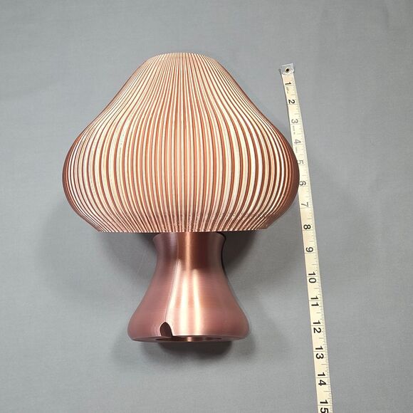 Pink Mushroom Table Lamp Dusty Rose Textured Ambient Soft Light Zen 3D Print Art - Picture 4 of 12